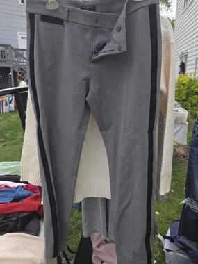 Banana Republic Gray Dress Pants with Black Side Stripe